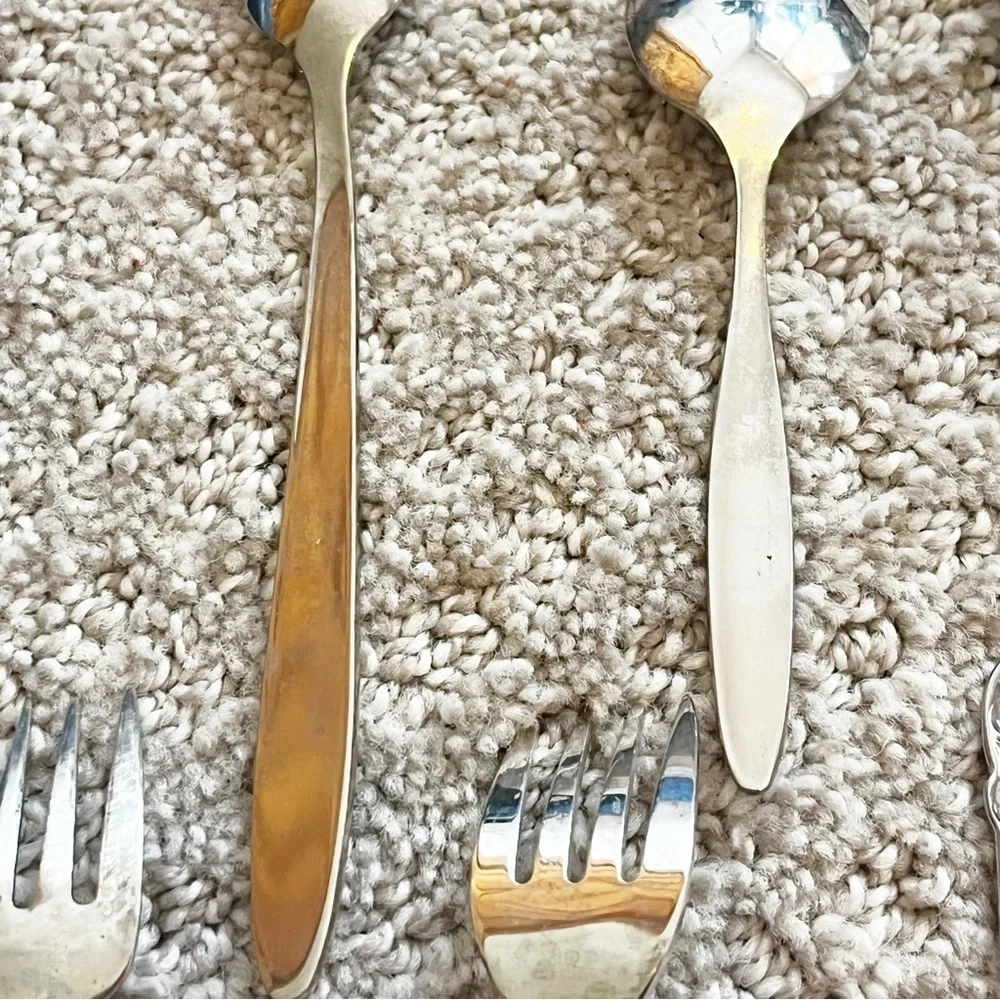Vintage Baby Toddler Spoon & Fork Disney Oneida Leonard Stainless LOT of 7